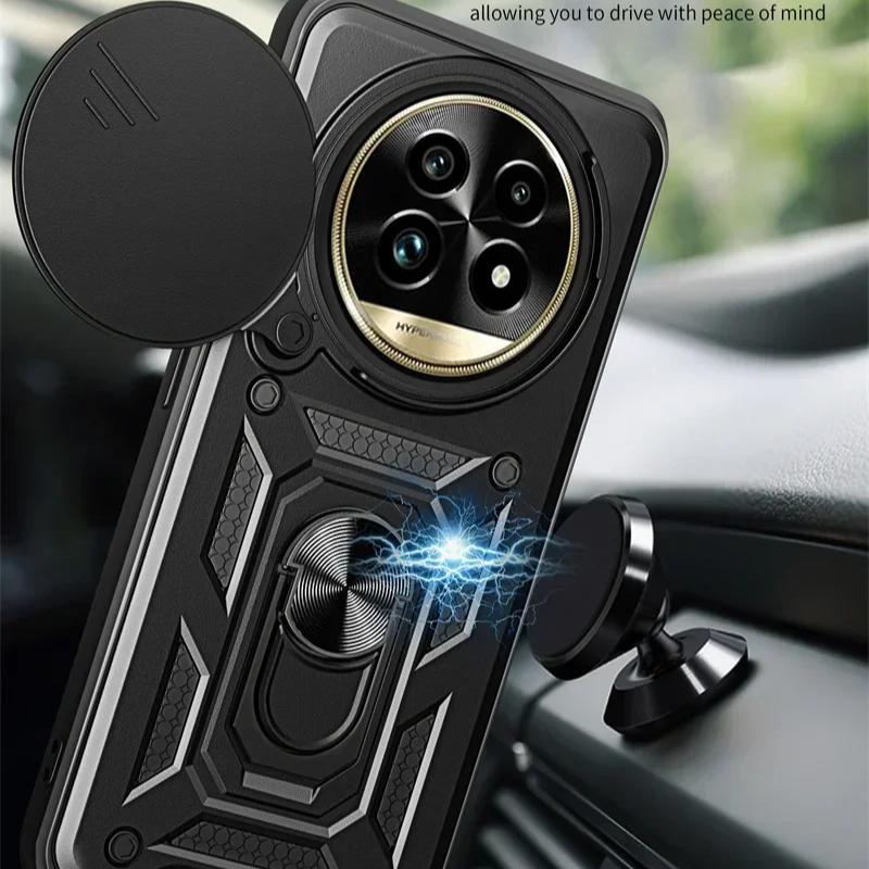 For Realme 13 Plus 5G Case Armor Shockproof Back Cover for Oppo Realme13+ 5G 13 Pro Plus Reno12Fs Magnetic Ring Holder Stand Cover