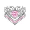 Elegant Beautiful Silver Color Heart Ring Women's Engagement Zircon Heart Shped Swan Ring Set Bridal Party Wedding Jewelry Gift