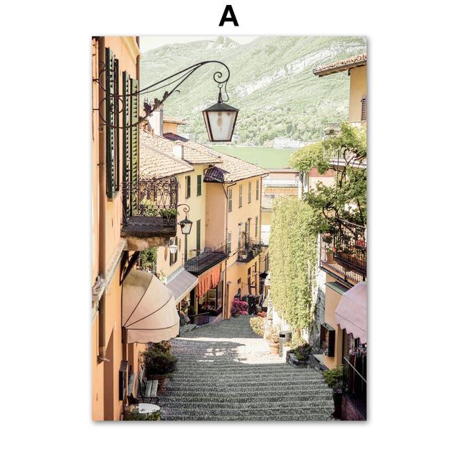 Wandposter, Raumdekoration in der Stadt Bellagio, Toskana, Italien, mediterrane ländliche Kunst, Leinwandgemälde, Wand