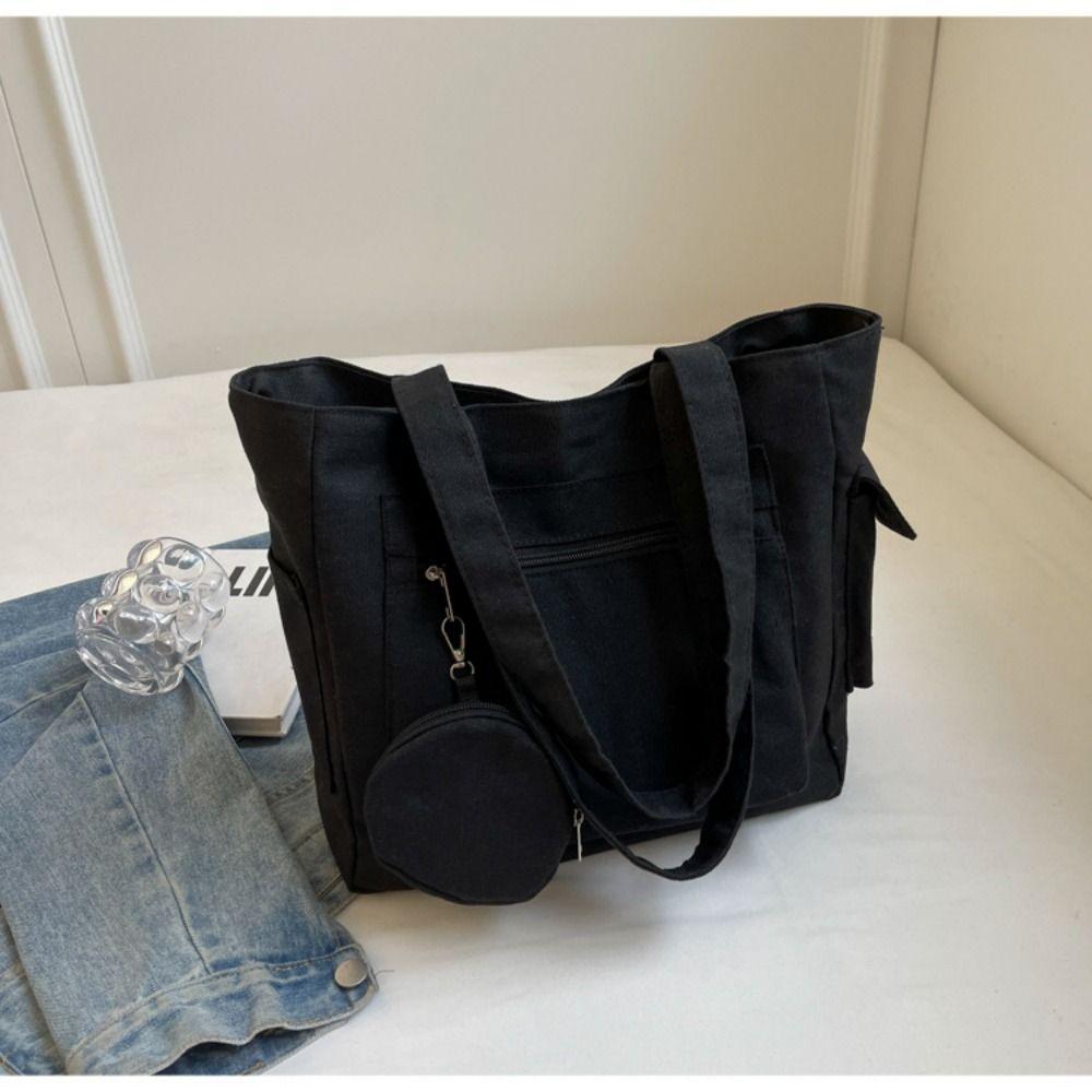 Simple Student Tote Bag Large Capacity Single-shoulder Bag Stylish Shopping Handbag Student Class