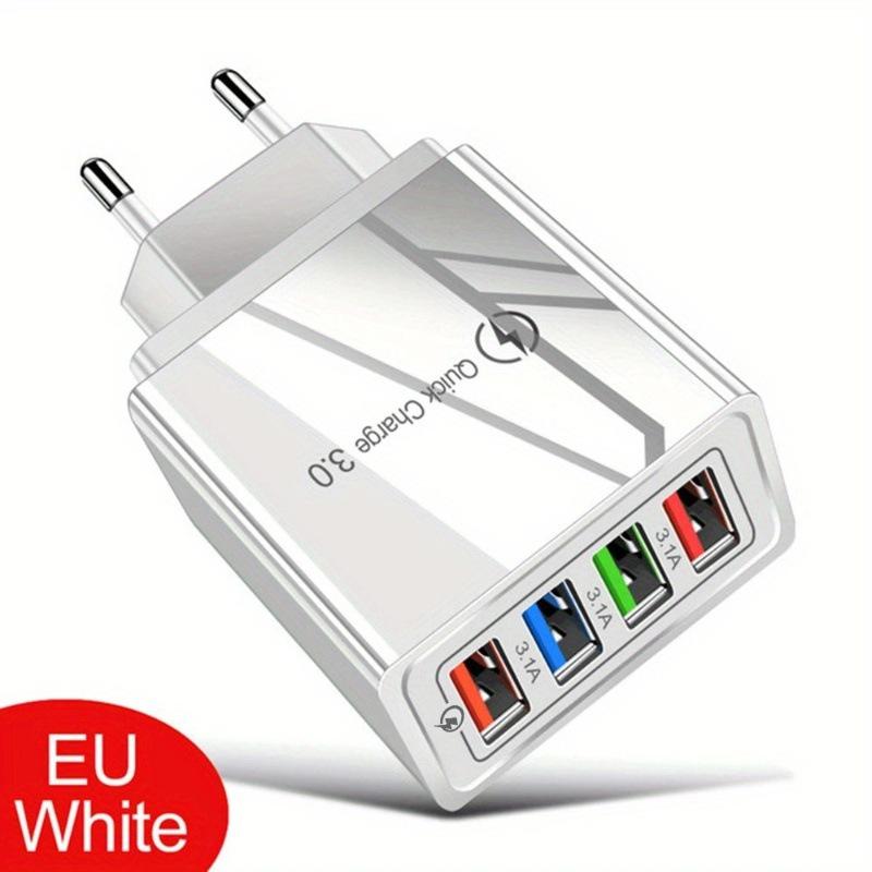 

4-Port USB Travel Charger 5V2A for Mobile Devices - Compatible with AU, US, EU, UK Standards