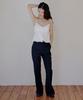 NUAKLE Linen Flare Slacks_Navy