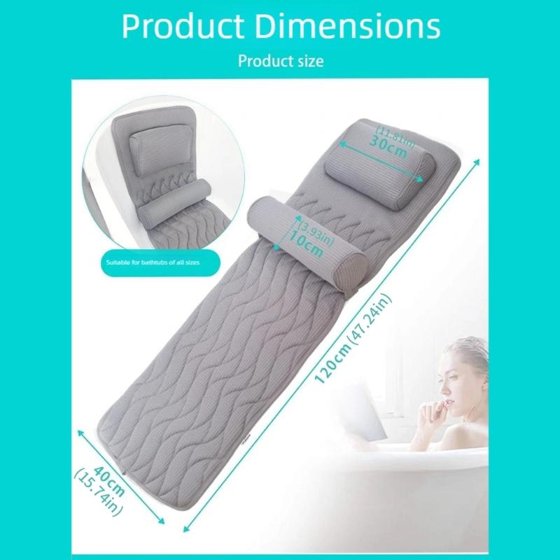 Thickened Nonslip Bathtubs Pillow Back Neck Support Pillow Mat Breathable Meshes Fabric Full Body Bath Pillow Easy To Use