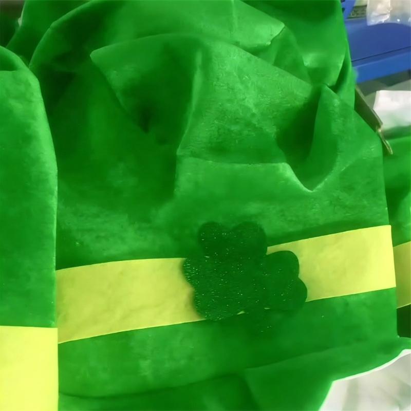 Zielony irlandzki kapelusz festiwalowy z 6 sztucznymi wąsami i brodami, kapelusz cosplay na Dzień Świętego Patryka dla mężczyzn i kobiet, na festiwal