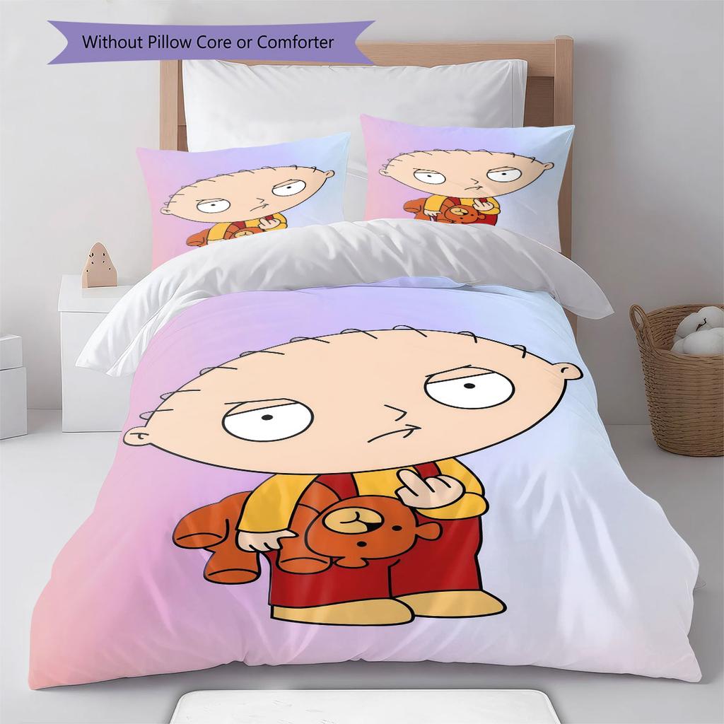 Stewie Griffin Pattern Bedding Home Decoration Birthday Gift ( 1 duvet cover + 2 pillowcase, without core),fan merchandise.