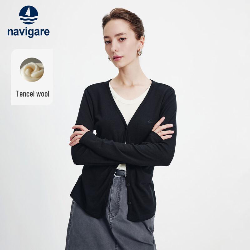 Navigare Women s Tencel Wool Blend Faux Two-Piece Knit Cardigan XL