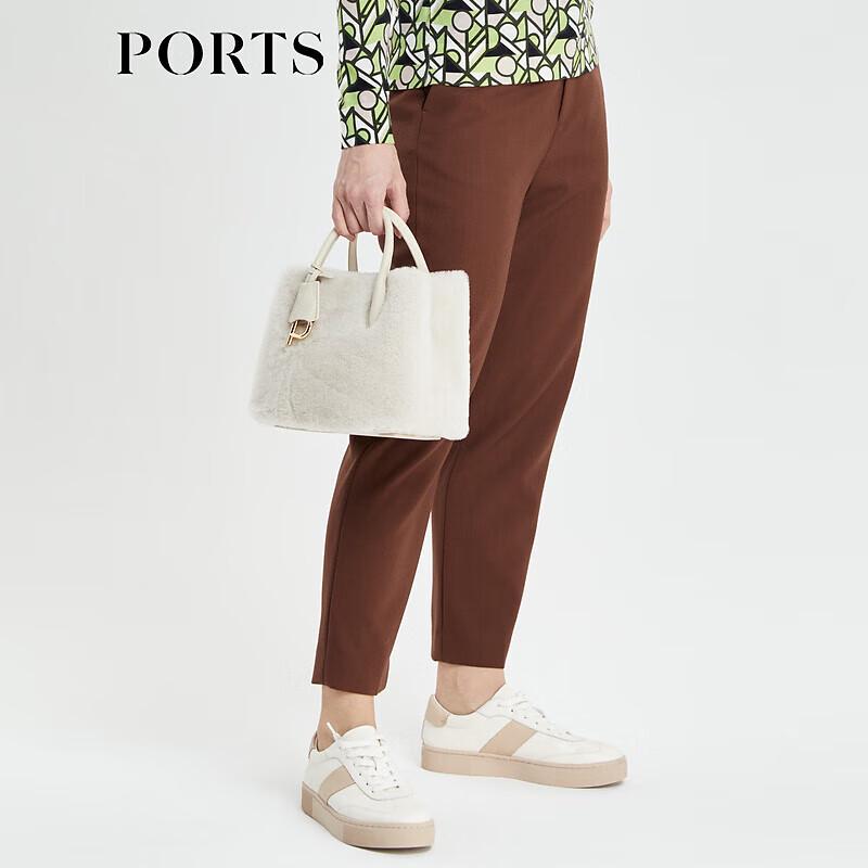 PORTS Women's Cocoa Dark Brown Tapered Casual Pants