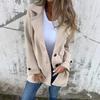 2024 European & American Women's Woolen Coat: Casual Loose Lapel Cardigan with Fake Pockets for Autumn & Winter