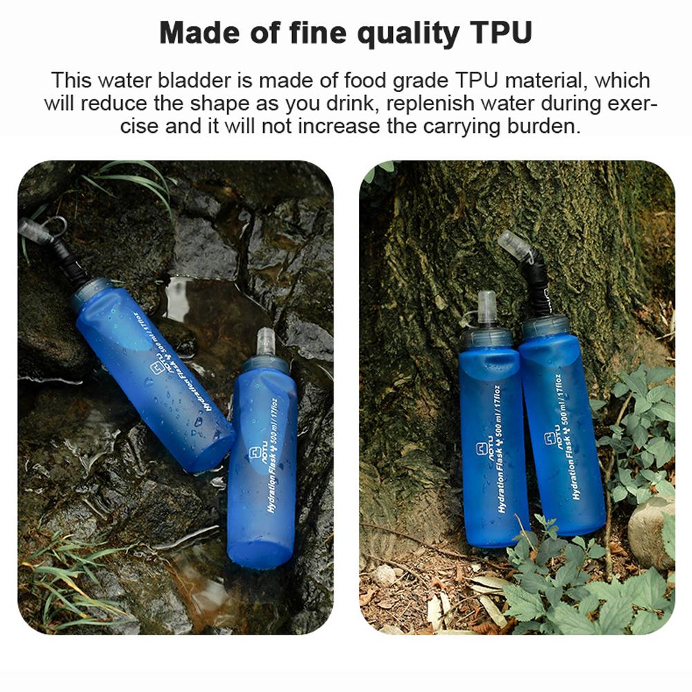 TPU Soft Flask Collapsible Sports Water Bottle Outdoor Foldable Water Bladder Running Cycling