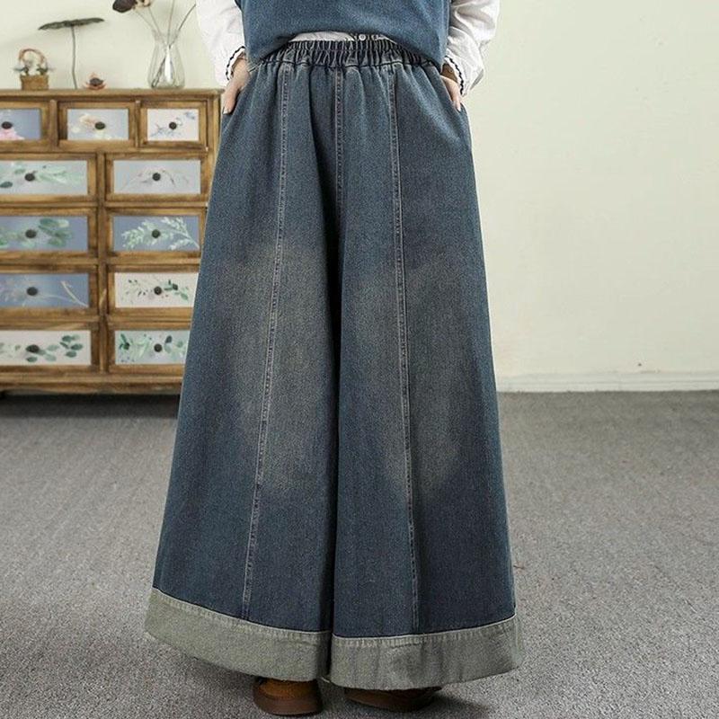 

Брюки женские эластичные с высокой талией, длинные брюки большого размера, утолщенные, тянущиеся, однотонные, универсальные, повседневные, джинсы с широкими штанинами XXXL синий