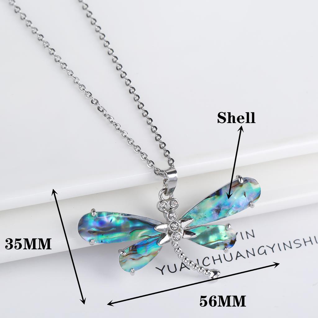 New Creative Natural Shell Design Insect Butterfly Dragonfly Pendant Necklace Personalized For Woman Party Vintage Jewelry Gift