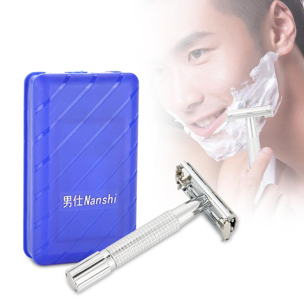 Manual Mens Razor Classic Straight Double Edge Blade Beard Shaver with Case
