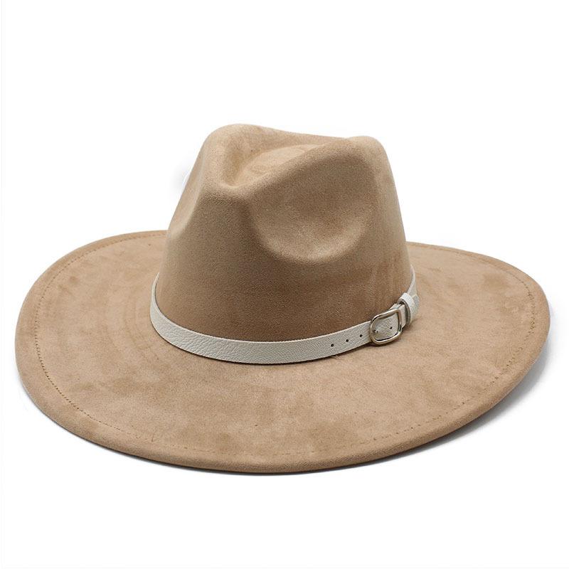 Big Edge Jazz Top Hat Women'S 9Cm Brim Suede Peach Heart Top Fringed Hat