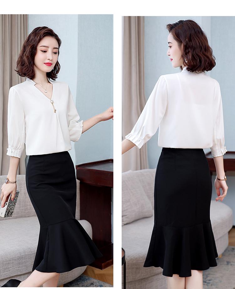 Women's Black Mid-Length Fishtail Skirt, Professional A-Line for a Fashionable, Slim High-Waist Look