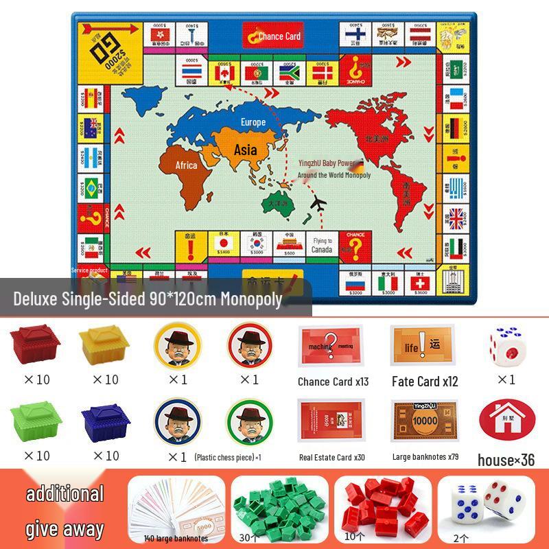 Монополия: Роскошный мировой тур: Настольная игра для всей семьи с полным набором карт и парчиси.