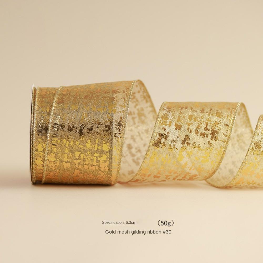 Gold Christmas Ribbons Imitation Hemp Material Bows Craft Decoration  Christmas Decorations