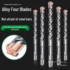 Tungsten Steel Cross Hammer Impact Drill Bit: Hole Punching, Slotting, Four-Flute, Square & Round Shank.