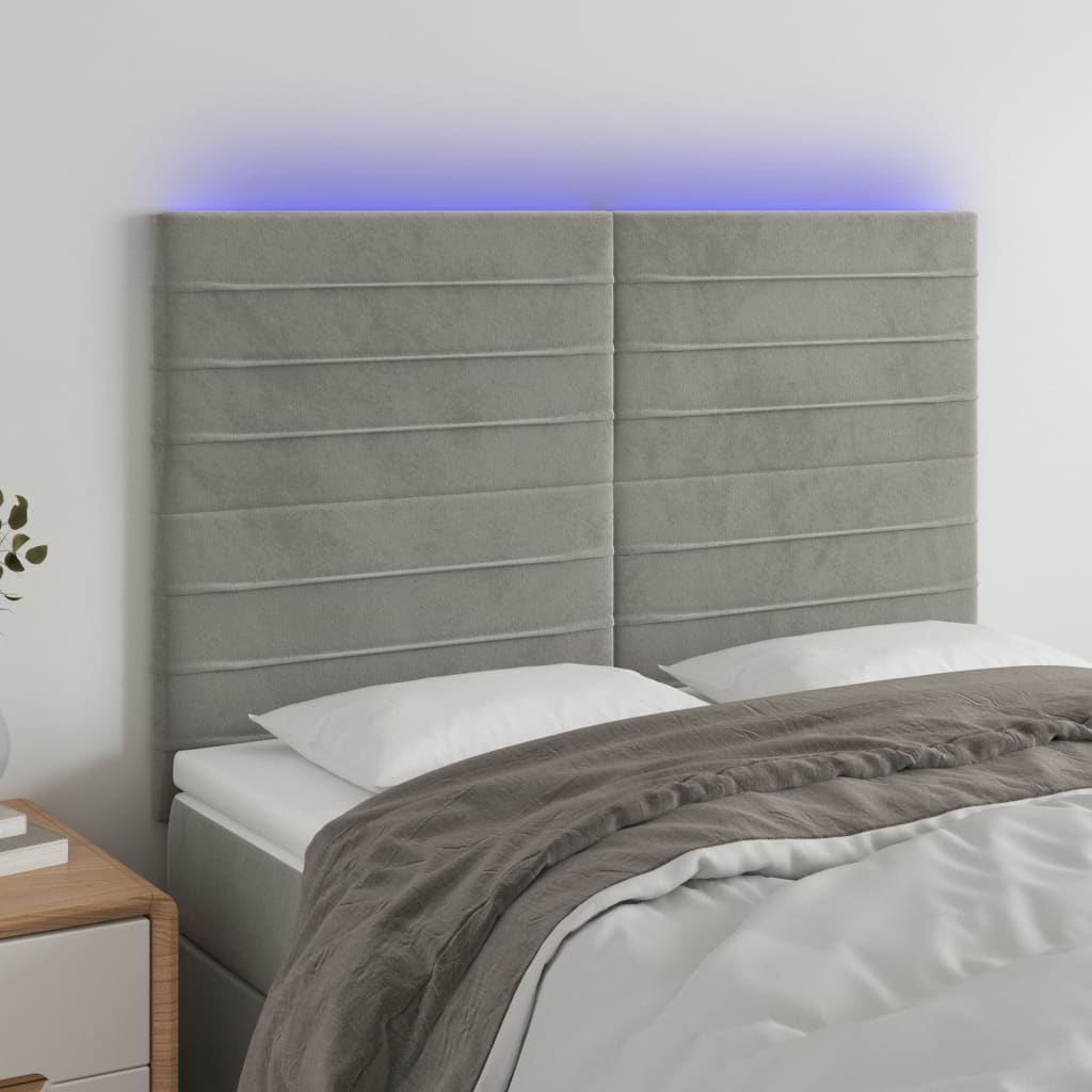 LED Headboard Light Grey 144 x 5 x 118 128 cm Velvet