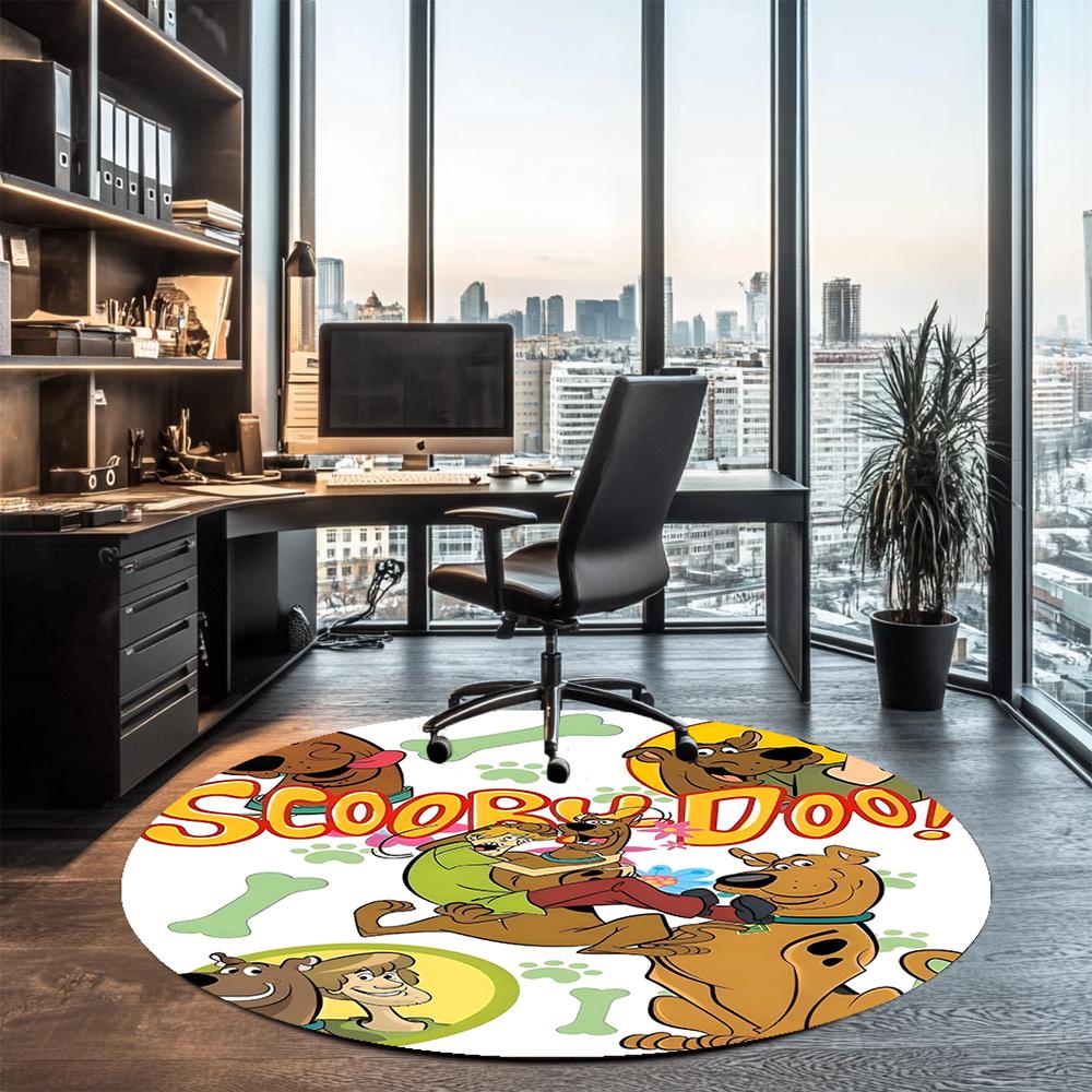 Scooby-Doo Printed Round Rug Carpet Chair Rug Area Rug Entryway Doormats,for Office Chair Living Room Bedroom Kitchen Room.