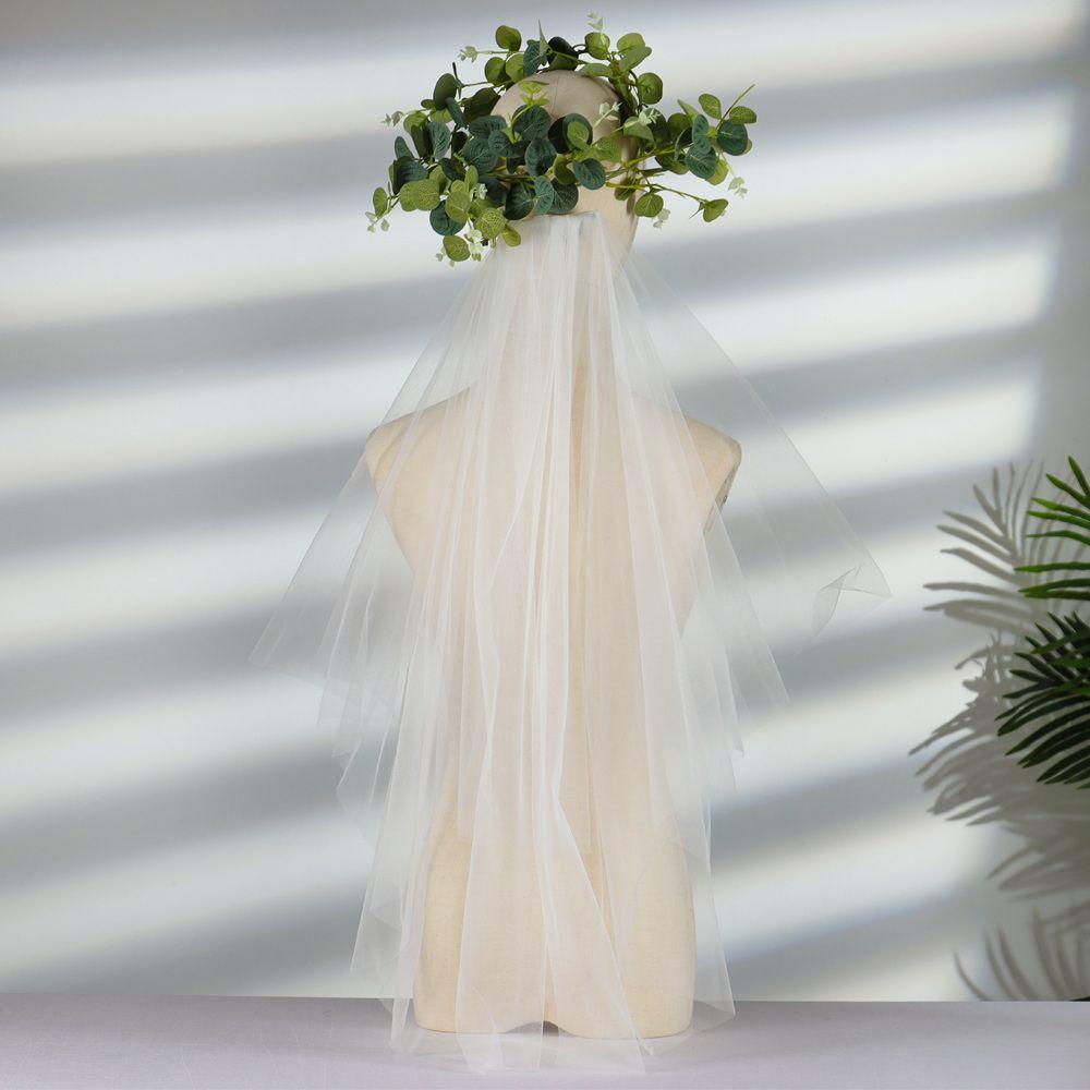 Elegant Short Simple Two Layer White Ivory With Comb Bridal Veil Women's Tulle Wedding Veil