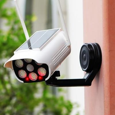 Solarbetriebene Sicherheitskamera-Leuchte, 66 LEDs, Außenleuchte, Magnetischer Bewegungssensor, Solar-/USB-Aufladung, Attrappenkamera, Rotes Licht, Abschreckung, IP65 Wate