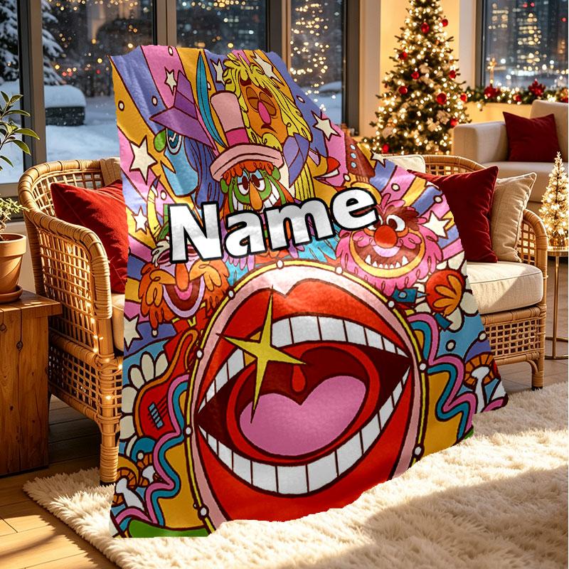Custom Name Personalized Sesame Street Print Blanket, Home Decor, Bedroom, Sofa, Camping, Couch, Gifts for Birthday Christmas