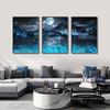 Sailboat on The Lake Deep Night Still Life Canvas Prints Moon Light Natural Landscape Poster Home Wall Art Living Room Decor