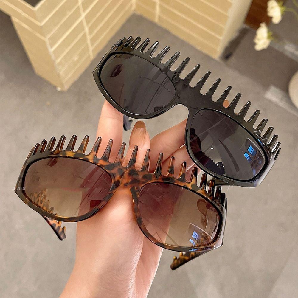 Lunettes de soleil imprimé léopard Bandeau pour cheveux en forme de peigne Lunettes de soleil d'été Tempérament Cerceau pour cheveux pour femme Fille