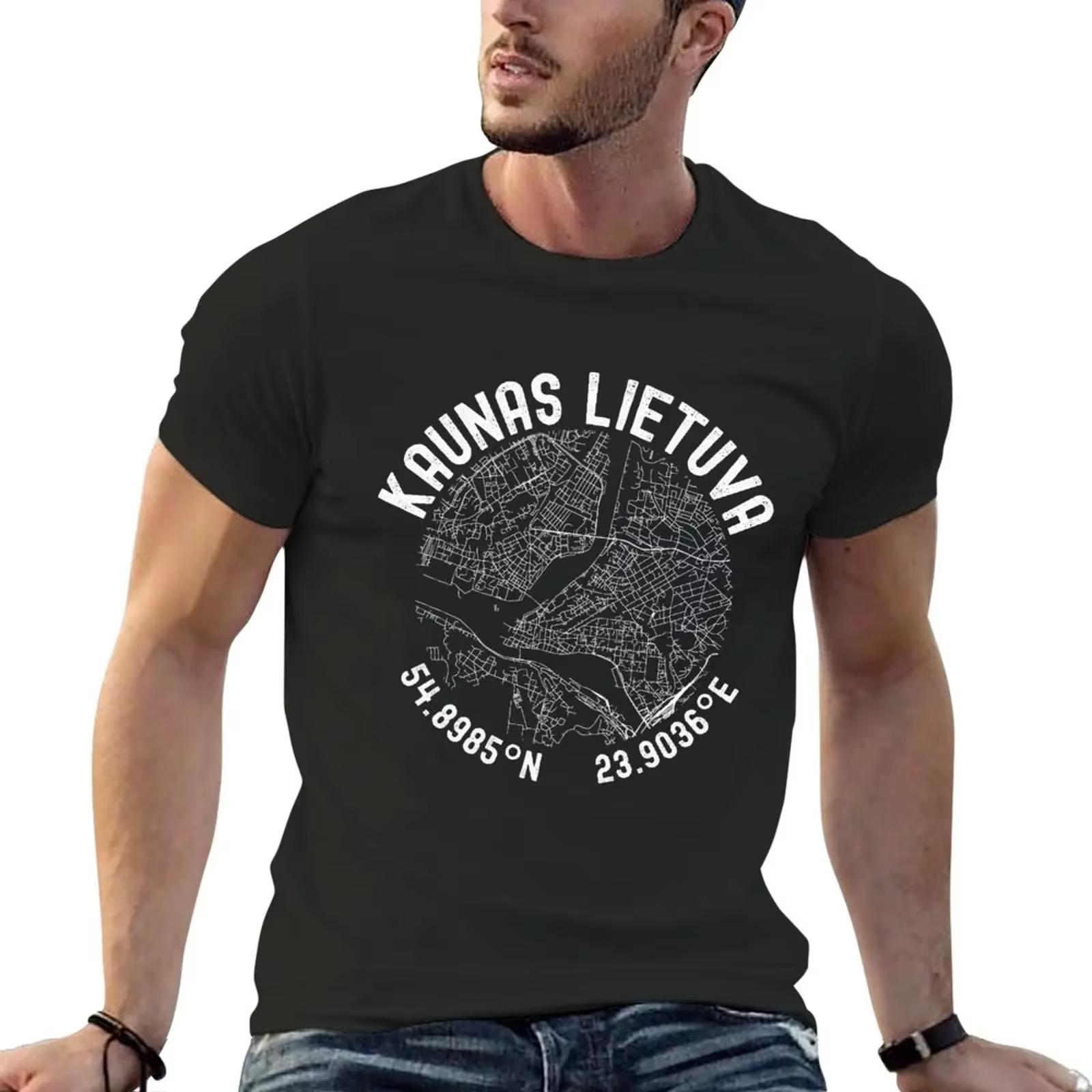 New fashion heavyweight Kaunas City Map green  Lithuania  Lietuva TShirt korean fashion sublime t shirt men workout shirt S