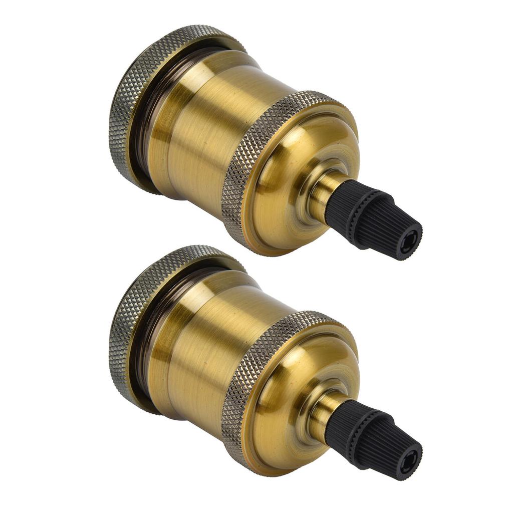 2PCS Vintage Lamp Socket Retro Aluminum Lamp Holder DIY Accessories for E26 27 Vintage BulbsYellow Bronze
