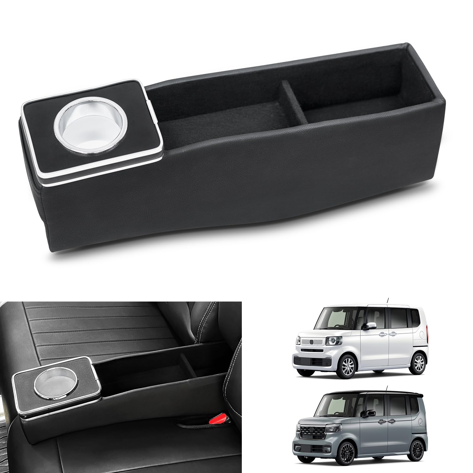

TELLIKA NBOX Console Box for Bench Seat Cars NBOX Custom Armrest Car Storage Box Drink Holder Card Holder Large Capacity Design Interior Interior чёрный