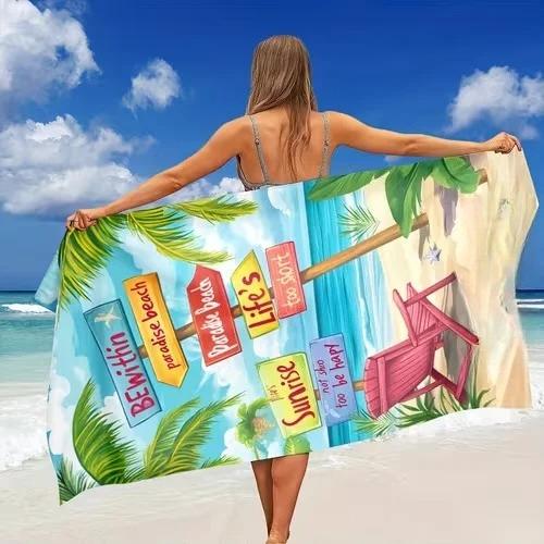 Towel with Palm Tree Starfish Sunglasses Print Microfiber Quick Dry Absorbent for Beach Pool Vacation Towels
