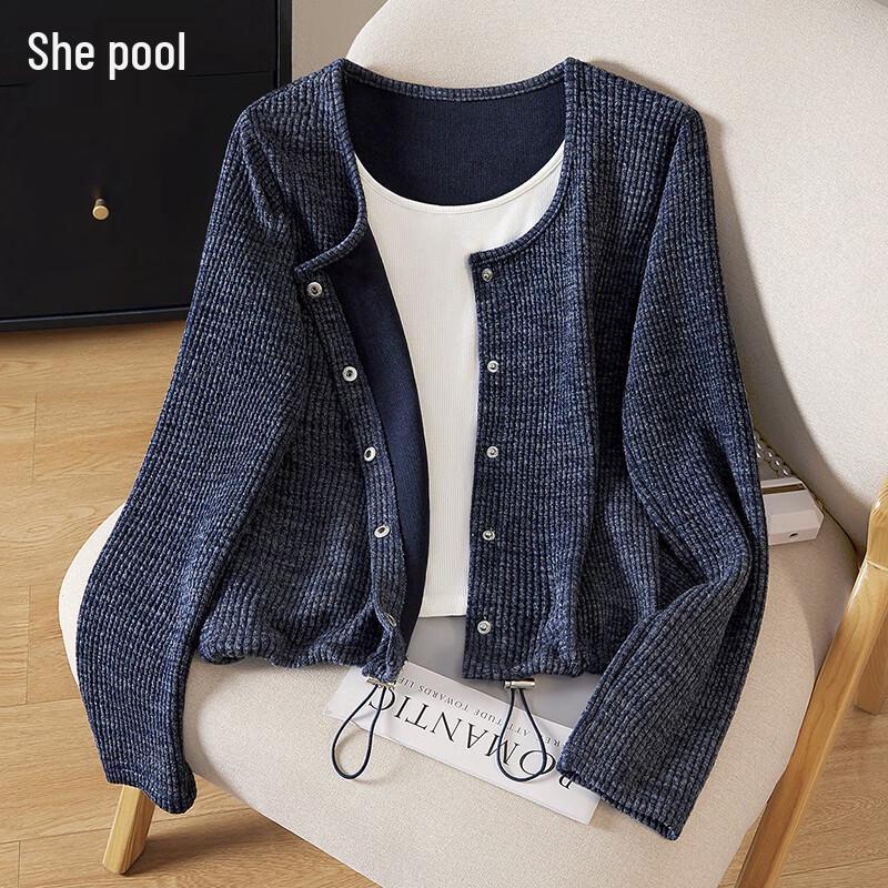 

Women s Faux Two-Piece Color-Block Knitted Top M