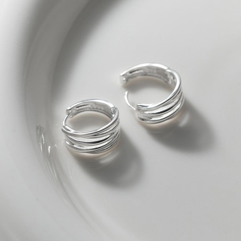 925 Silver Vintage Interware Lines Earrings For Women Trendy Earring Jewelry Prevent Allergy Party Accessories Gift