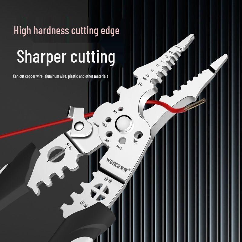 Industrial Grade Multifunctional Electrician Pliers: Wire Strippers, Crimpers, Skinners, Nail Cutters In High Carbon Steel