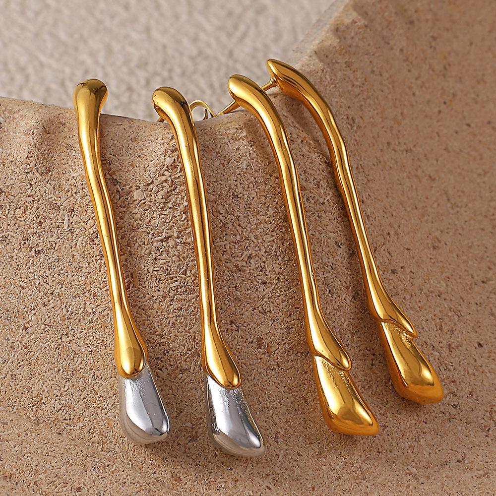 Retro Lava Irregular Titanium Steel Water Drop Stud Earrings for Women