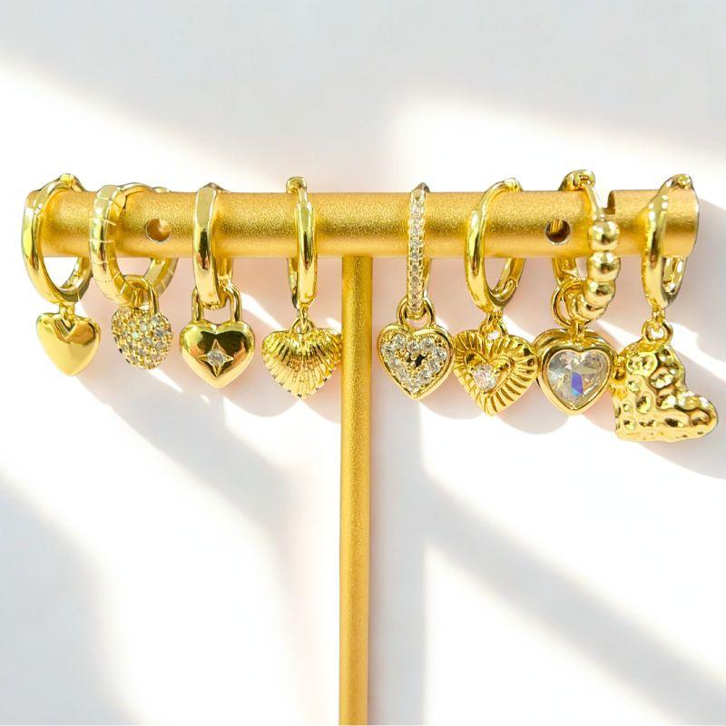 925 Silver Ear Needle Exquisite Heart Pendant Hoop Earrings Fashion Geometric Zircon Stud Earrings Women's Fine Jewelry