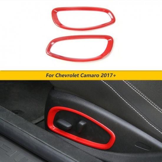2X Seat Adjust Button Trim Cover Ring For Chevrolet Camaro 2017+ Red Accessories