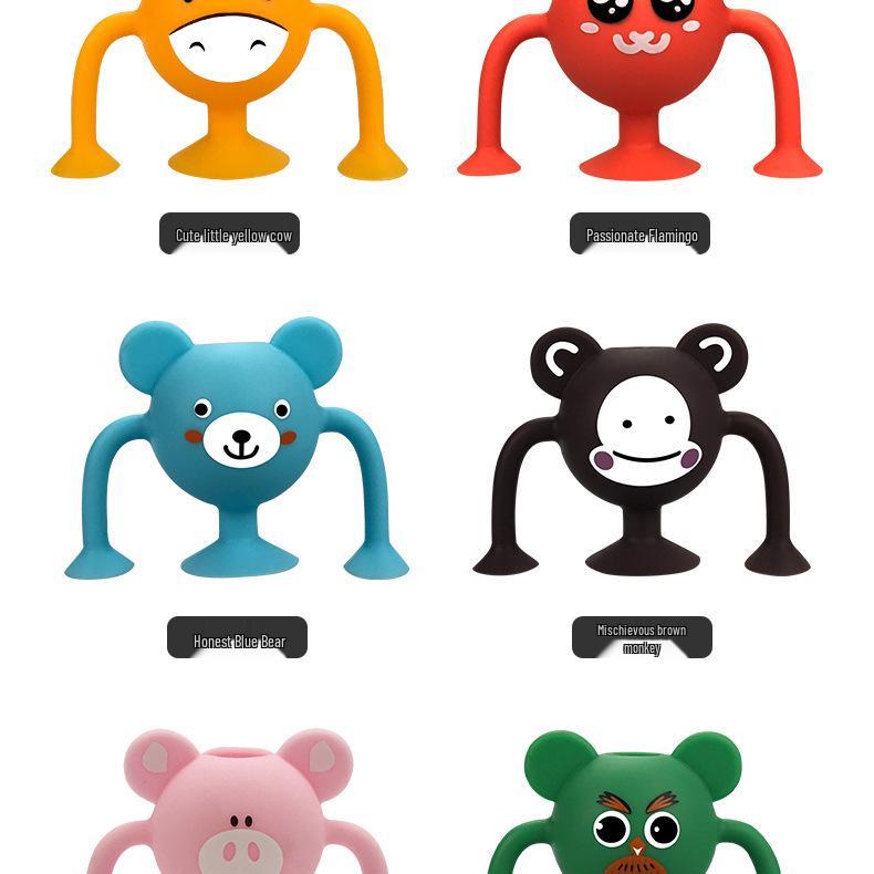 Cartoon Suction Cup Silicone Building Blocks - Interactive, Versatile, and Soft Toys for Kids