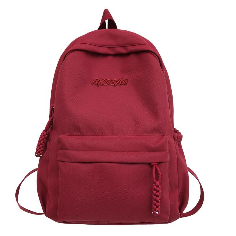 Backpack Female Senior Sense Light Travel Large Capacity Simple Solid Color Backpack Female Campus Junior High School College Student Schoolbag