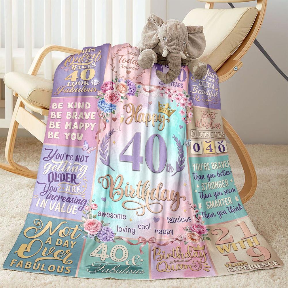 40th Birthday Celebration Quotes Blanket Warmthful Decor Great for Picnics Bed Office All-Season Use Warmthful Decor