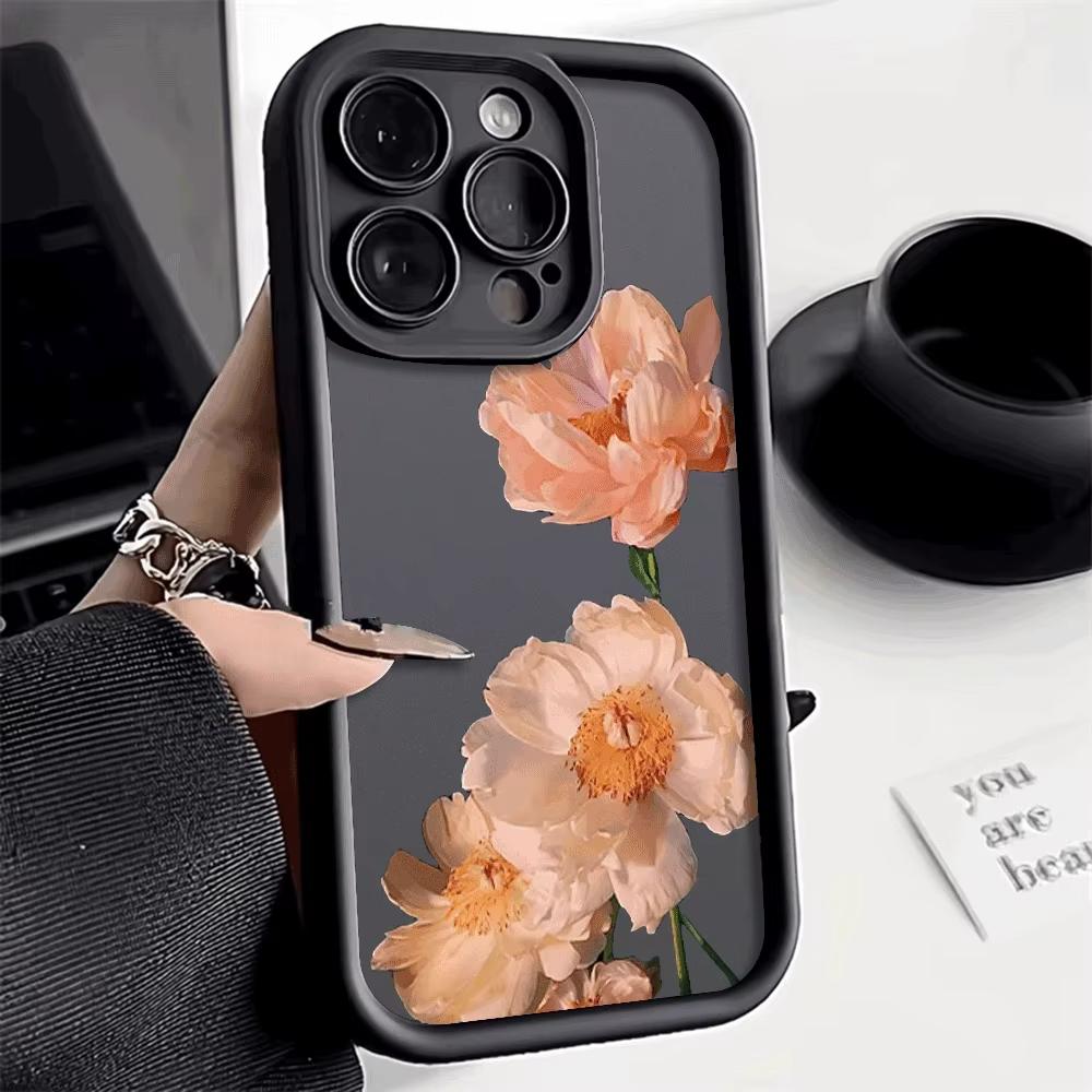 Peach Flowers Shockproof Phone Case For Samsung S25 FE Plus Ultra S24 S23 S22 S21 A70 A30 M33 Anti-Slip Soft TPU Cover