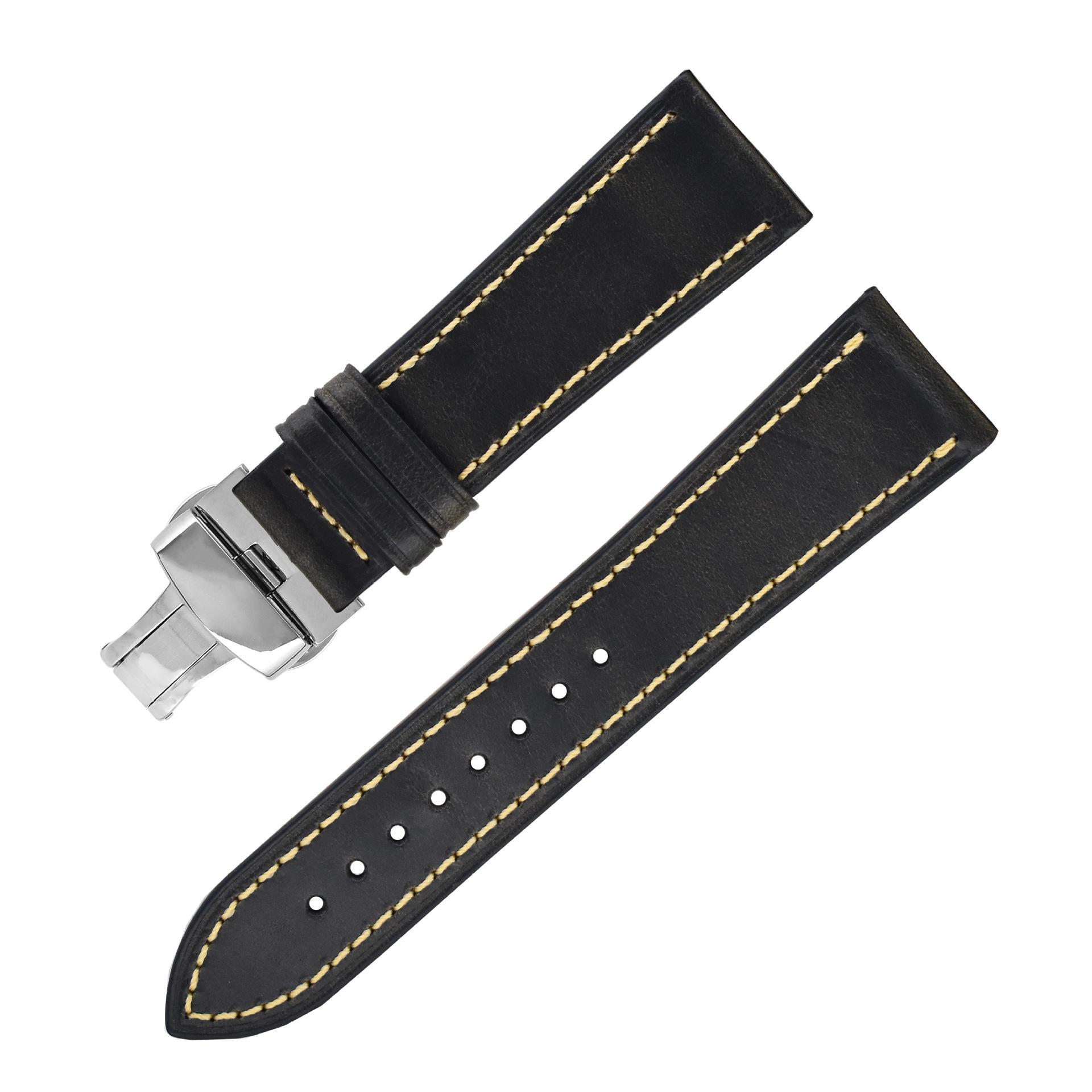 

Кожаный ремешок, Двойная раскладывающаяся бабочка-застежка, Удобный ретро-цвет, Меняющий цвет, Масляно-восковая кожа, Оригинальный кожаный ремешок для часов, Дополнительный ремешок. 18mm