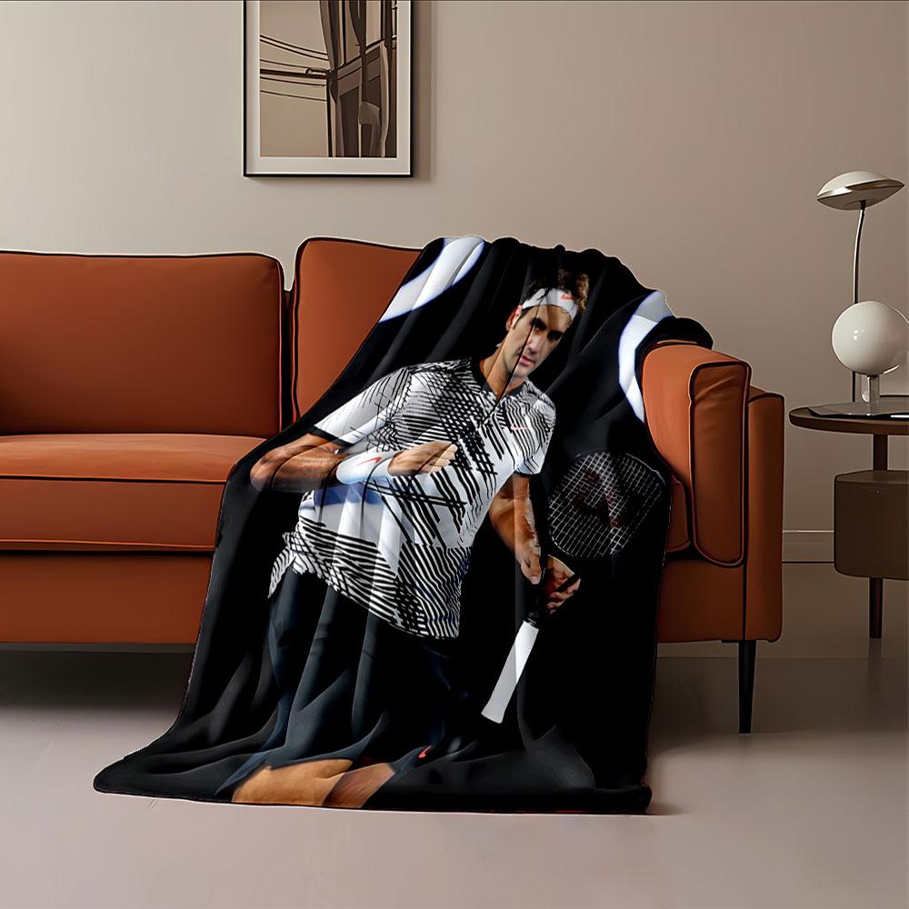 Tennis Player with Racket Blanket for all seasons blanket lunch break throw gift