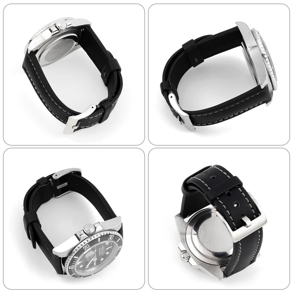 Watchband Cow Nylon Watch Strap for Waterproof Oxford Cloth Black Blue Men Leather Canvas Watch Band Bracelet Belt Metal Buckle 18-24mm