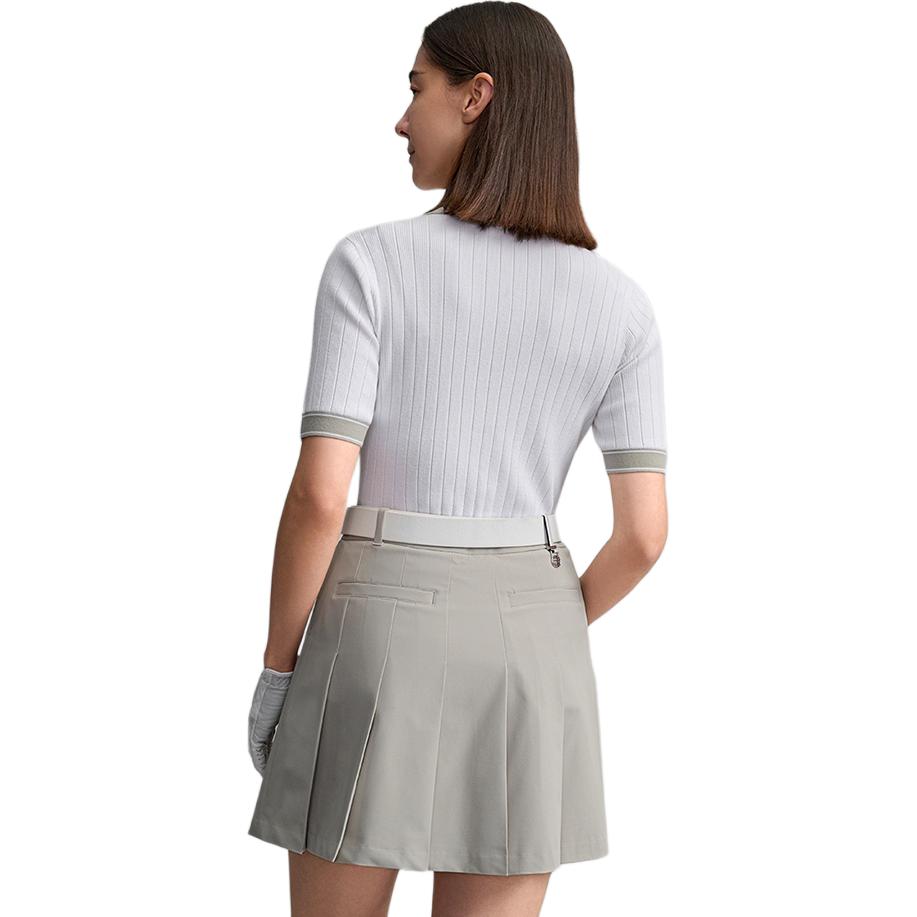 FILA Golf Series Simple Fashion Classic Sports Casual Golf Versatile Comfortable Woven Short Sleeve Polo Shirt Women tops Jade-White A11W615408FWT