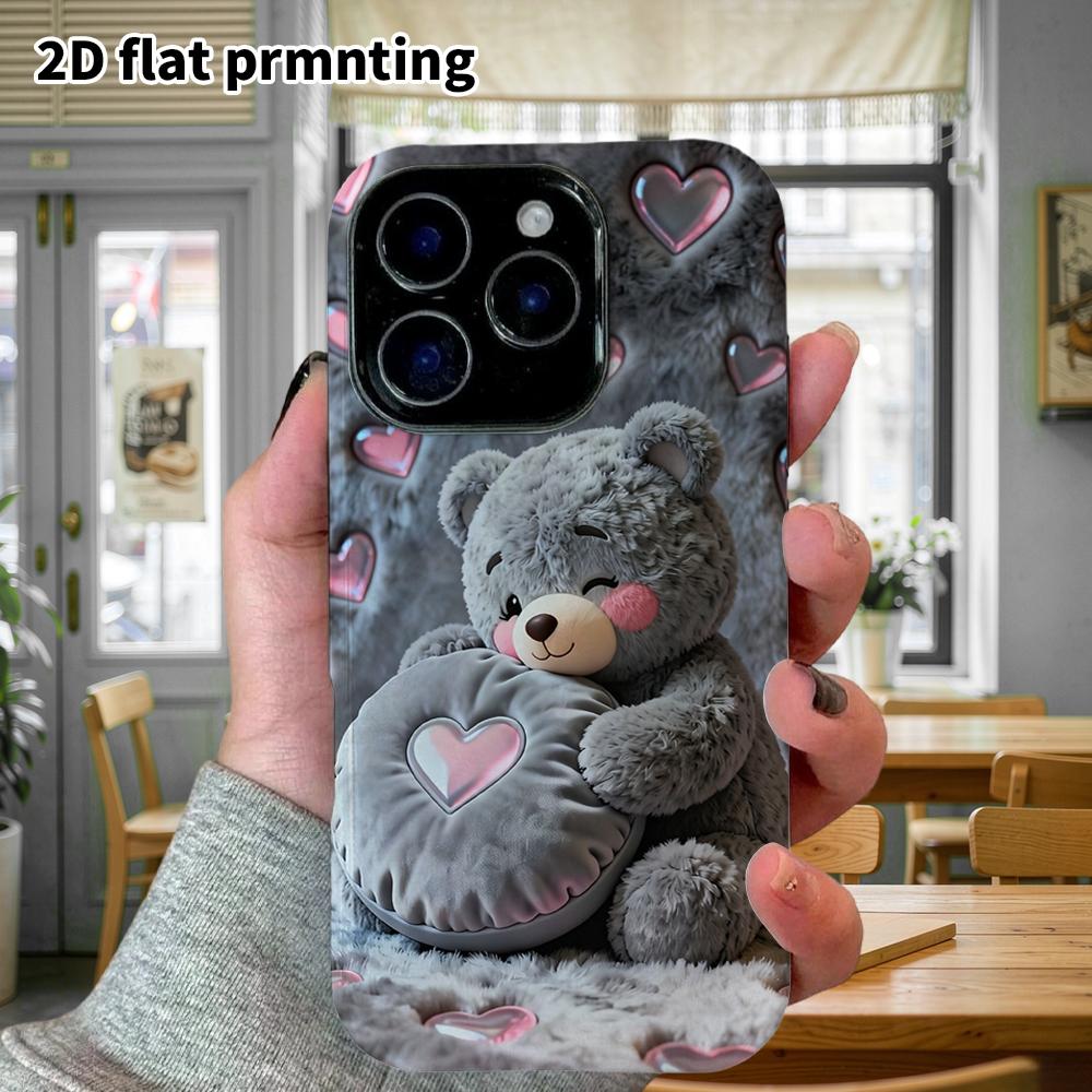 Phone Case: 2D Flat Design Suitable for iPhone 18, 17, 16, 15, 14, 13 Pro Film Protective Case, Couple Style, Hugging Little Bear, Christmas and Hallo