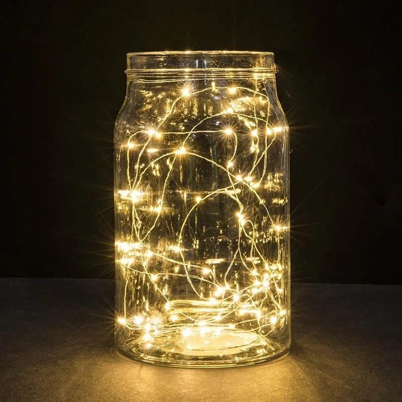 

Светодиодная гирлянда на батарейках из медной проволоки, мини-гирлянда, рождественские огни, сказочные огни, декор, светодиодные огни Warm White