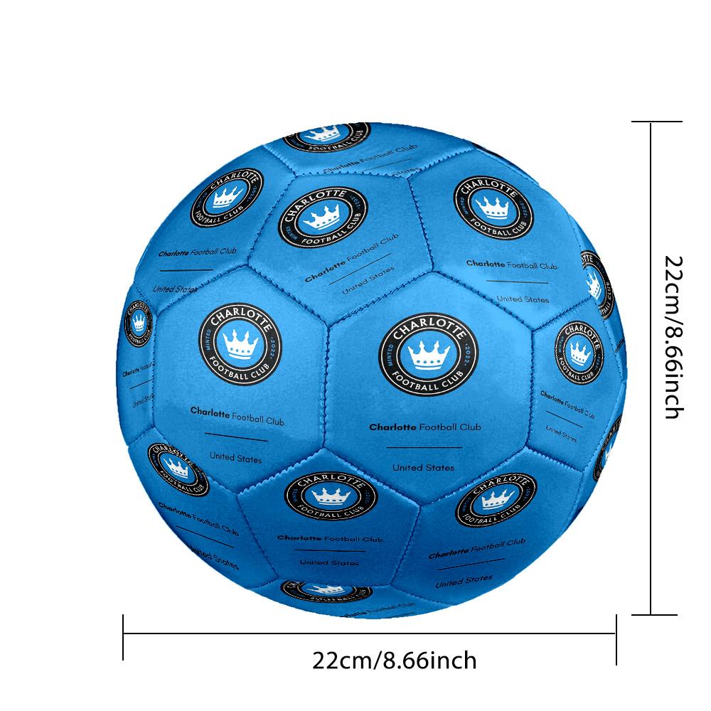 Charlotte FC Indoor Soccer Ball Size 5 Colorful All Ages Machine Stitched PVC Competition Ready Durable High-Bounce
