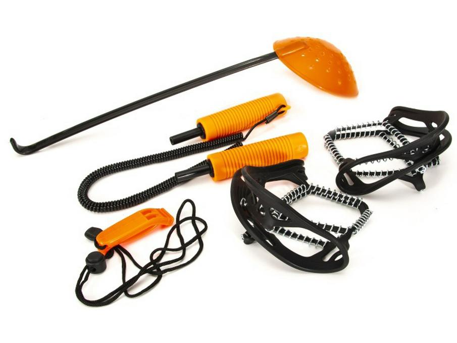 Winter Ice Fishing Rescue Kit: Telescopic Ice Axe, High-Strength Scoop, Crampons, Shoe Covers & Whistle Combo.